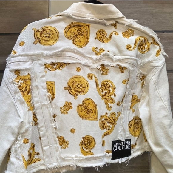 Versace Jeans White and Gold Women's Jacket, Baroque Print NWT, - Picture 10 of 11